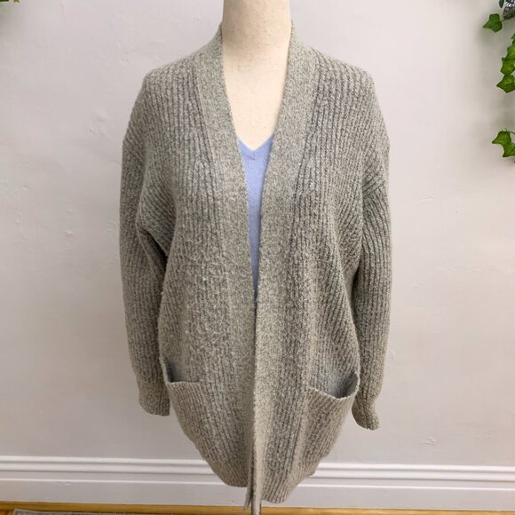 Calvin Klein‎ Jeans Chunky Knit Wool Gray Sweater Cardigan Size M - Picture 2 of 10